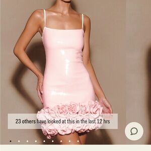 Elegant Pink Dress with Floral Hem